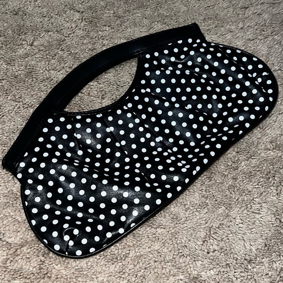 Chateau Polka Dot Clutch Bag Black White 12”x7” - Picture 7 of 7